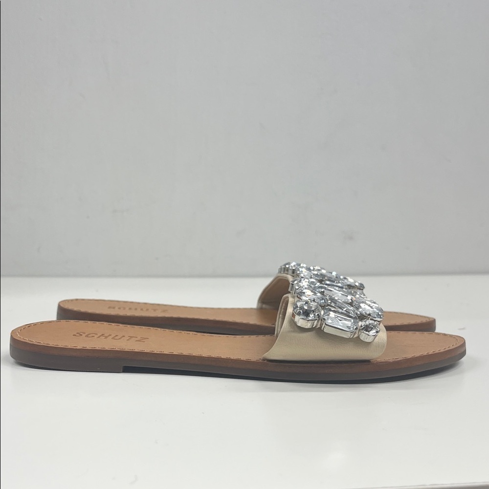 New Schutz Jolie Sandal with Gems in Eggshell Size 6.5 - Picture 3 of 6